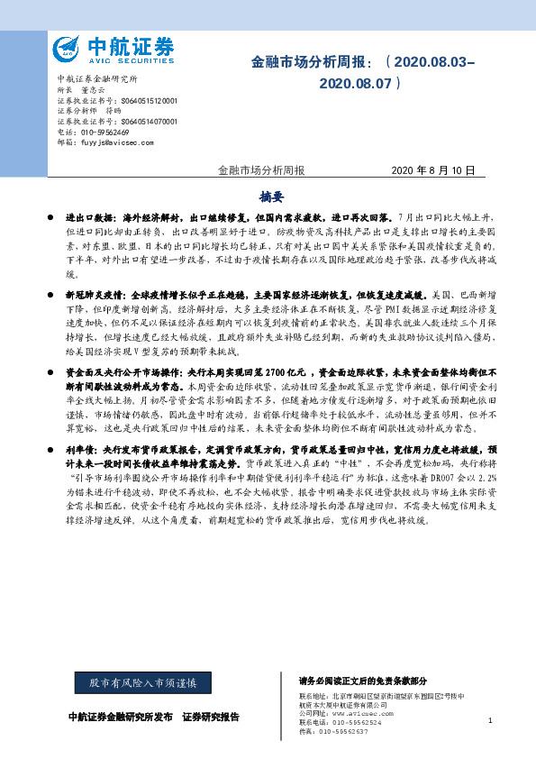 金融市场分析周报
