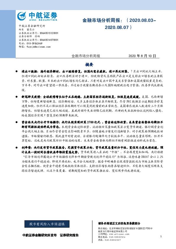 金融市场分析周报