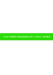 《2020中国特色小镇运营商综合实力TOP50》研究报告
