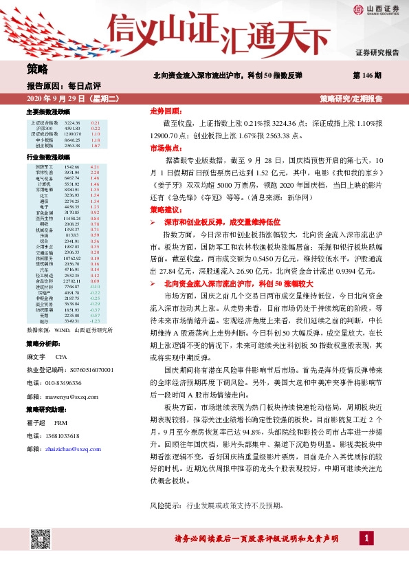 每日点评：北向资金流入深市流出沪市，科创50指数反弹