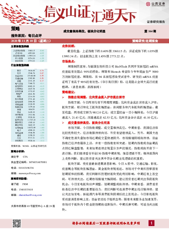 每日点评：成交量保持高位，板块分化明显