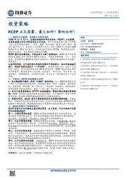 投资策略：RCEP正式签署，意义如何？影响如何？
