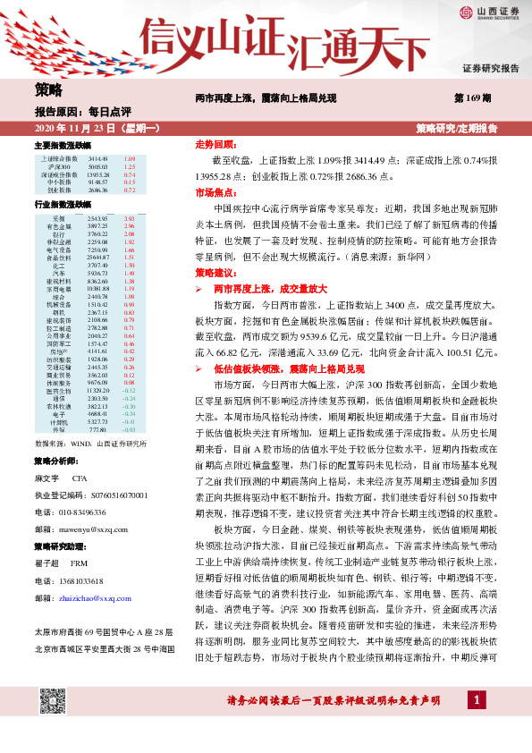 每日点评：两市再度上涨，震荡向上格局兑现