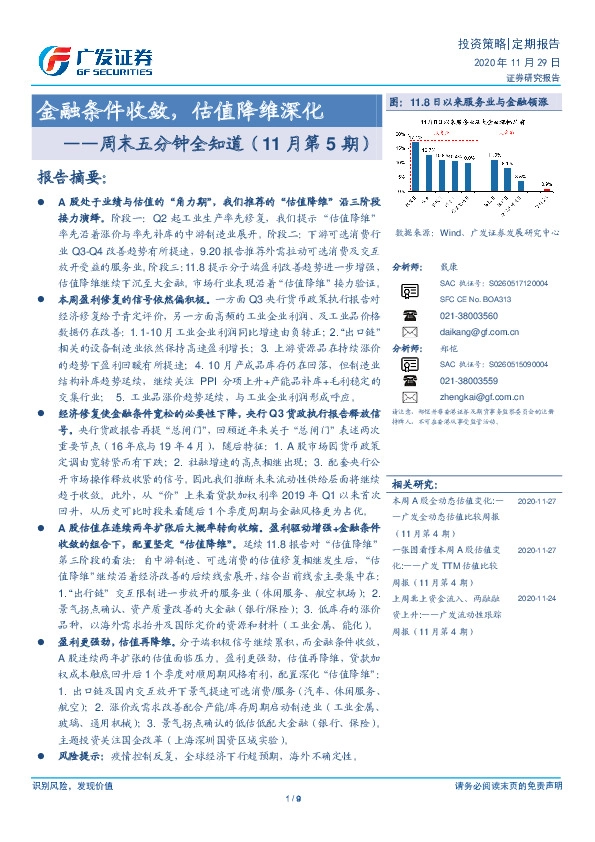 周末五分钟全知道（11月第5期）：金融条件收敛，估值降维深化