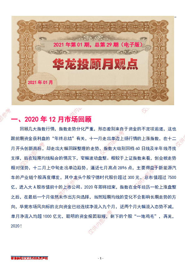 华龙投顾月观点2021年第1期，总第29期（电子版）