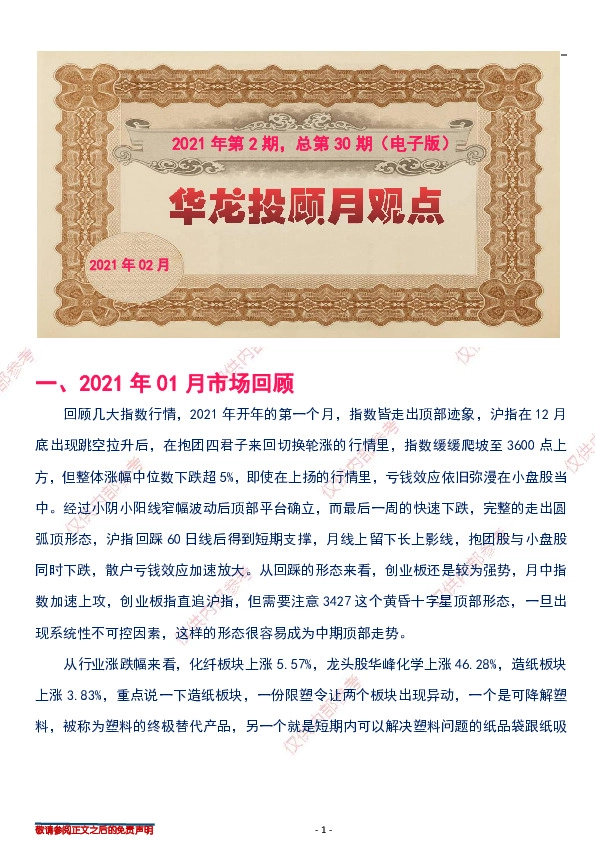 华龙投顾月观点2021年第2期，总第30期（电子版）