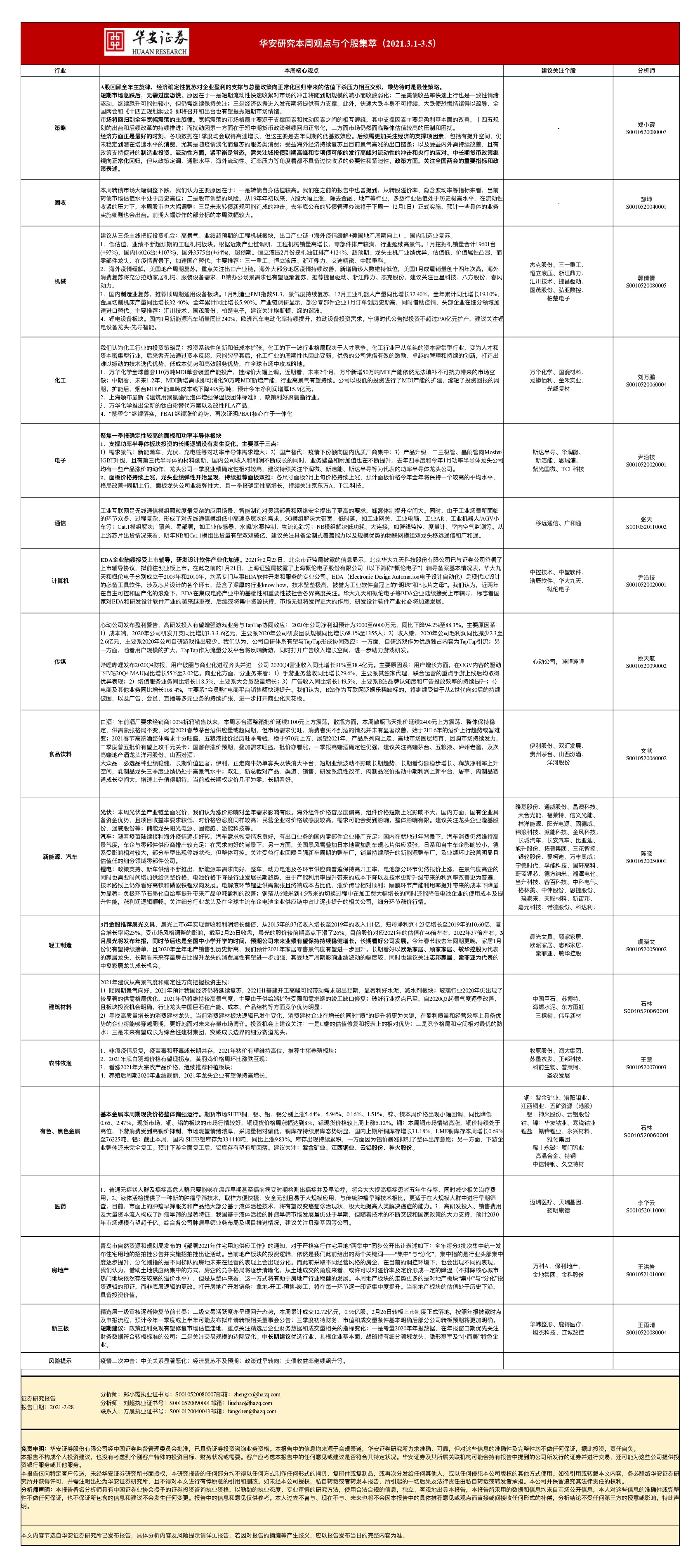 本周观点与个股集萃