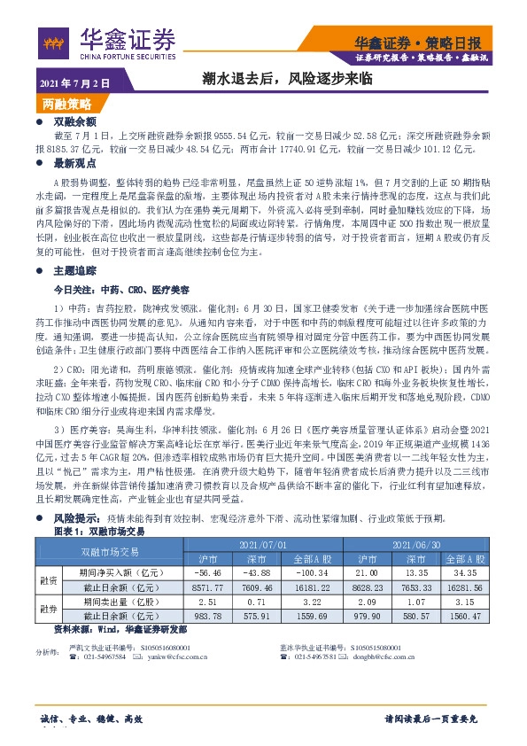 策略日报：潮水退去后，风险逐步来临