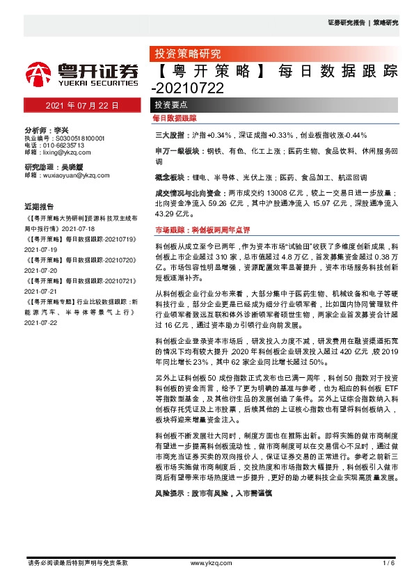 【粤开策略】每日数据跟踪