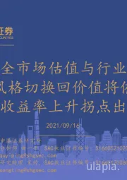 全市场估值与行业比较观察：2022市场风格切换回价值将依托于无风险收益率上升拐点出现