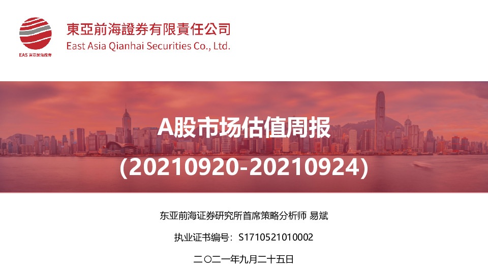 A股市场估值周报