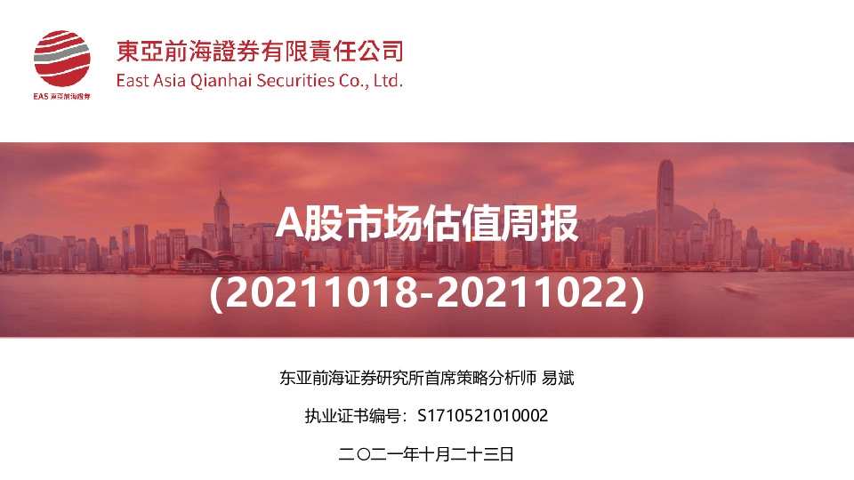 A股市场估值周报