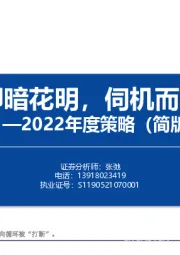 2022年度策略（简版）：柳暗花明，伺机而动