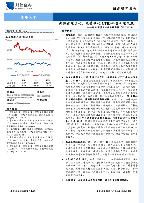行业配置及主题跟踪周报：身份证电子化，或将催化CTID平台加速发展