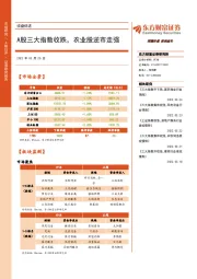 收盘综述：A股三大指数收跌，农业股逆市走强