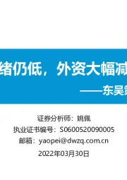 东吴策略·市场温度计：市场情绪仍低，外资大幅减持白酒