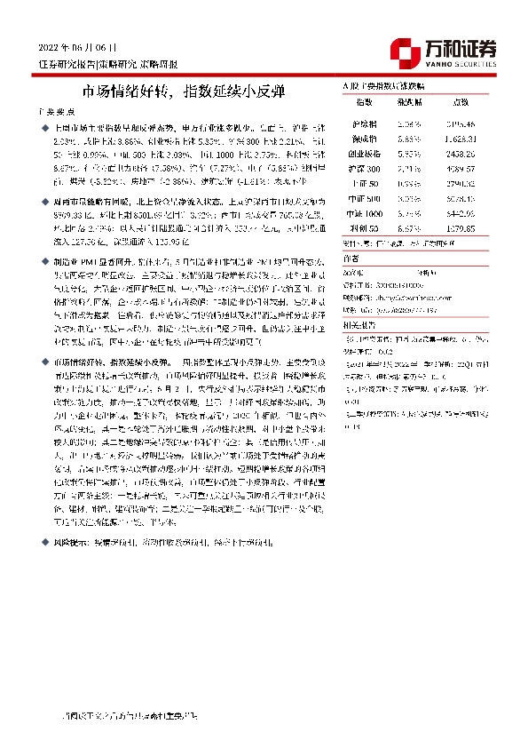 策略周报：市场情绪好转，指数延续小反弹