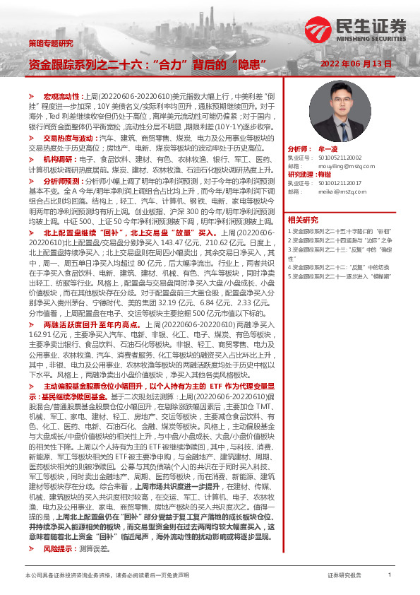 策略专题研究：资金跟踪系列之二十六：“合力”背后的“隐患”