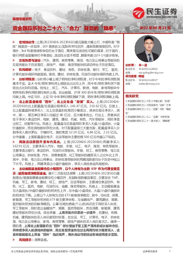 策略专题研究：资金跟踪系列之二十六：“合力”背后的“隐患”