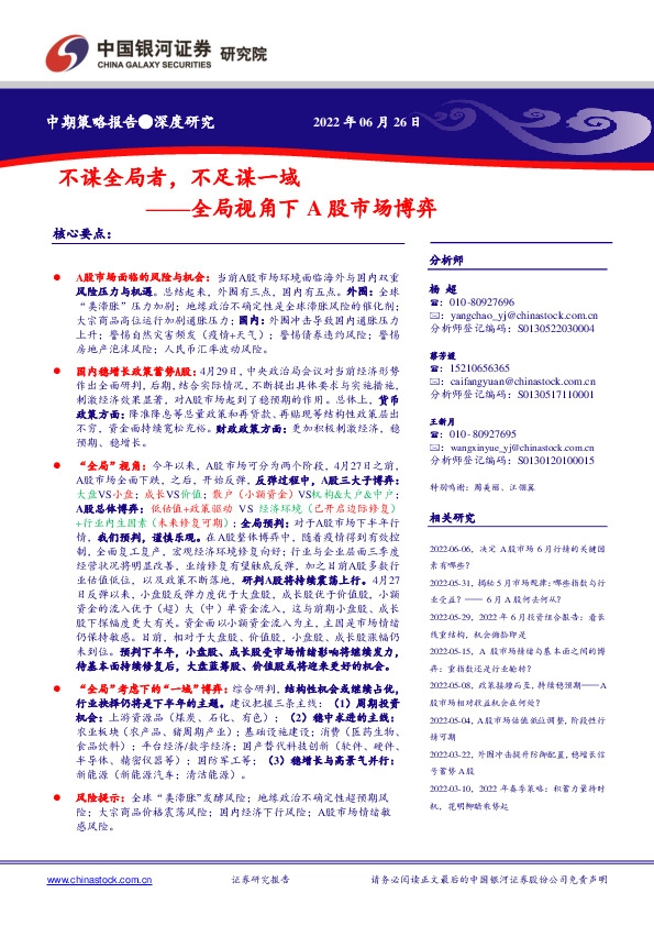 中期策略报告：全局视角下A股市场博弈-不谋全局者，不足谋一域