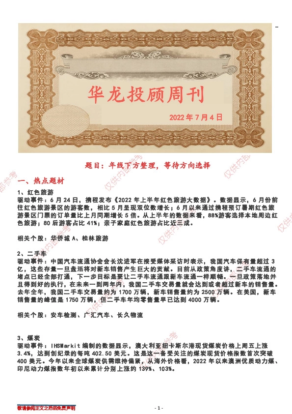 华龙投顾周刊：年线下方整理，等待方向选择