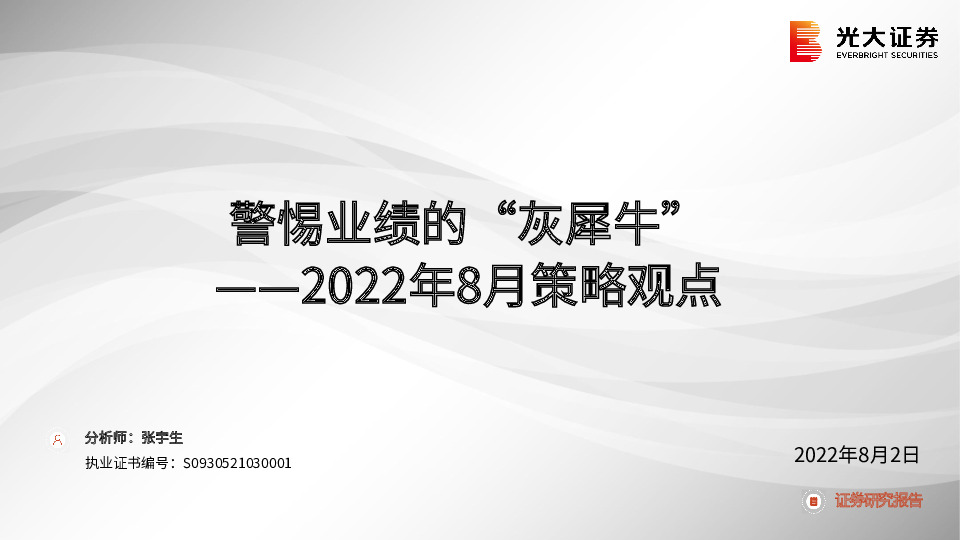 2022年8月策略观点：警惕业绩的“灰犀牛”