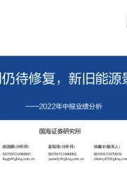 2022年中报业绩分析：全A盈利仍待修复，新旧能源景气占优