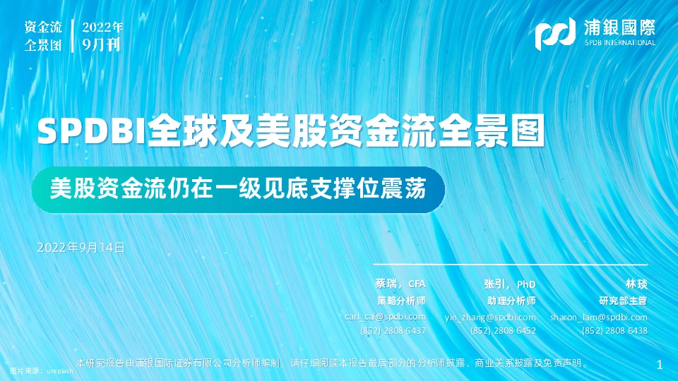 SPDBI全球及美股资金流全景图：美股资金流仍在一级见底支撑位震荡