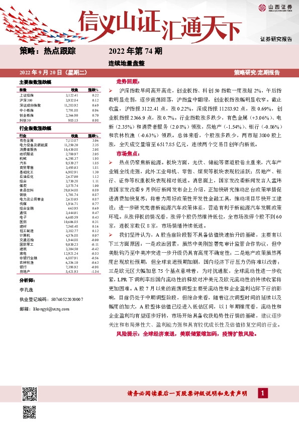 热点跟踪2022年第74期：连续地量盘整