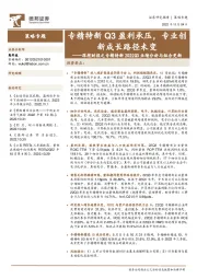 深挖财报之专精特新2022Q3业绩分析与组合更新：专精特新Q3盈利承压，专业创新成长路径未变