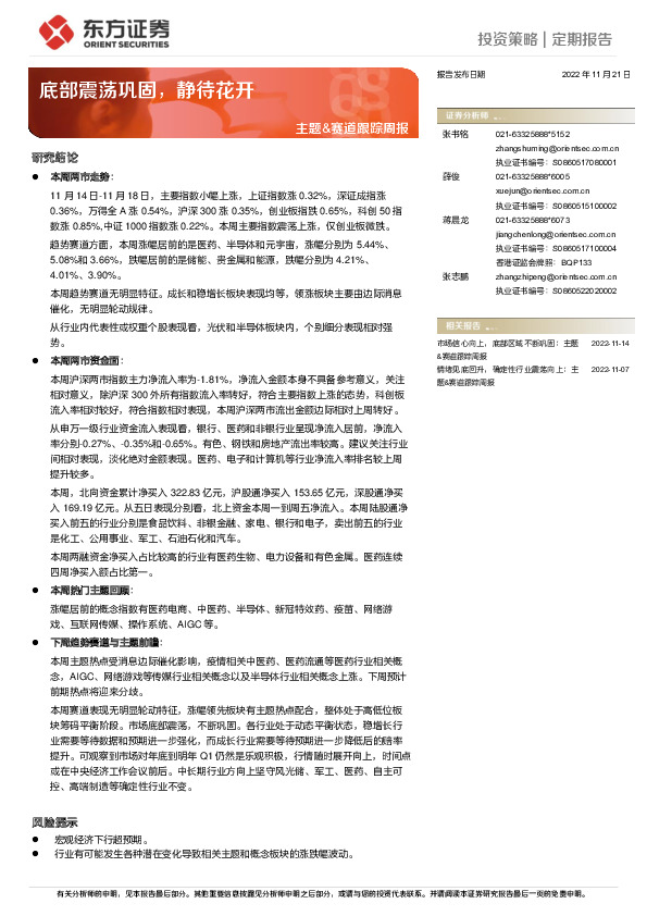 主题&赛道跟踪周报：底部震荡巩固，静待花开