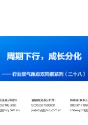 行业景气跟踪双周报系列（二十八）：周期下行，成长分化