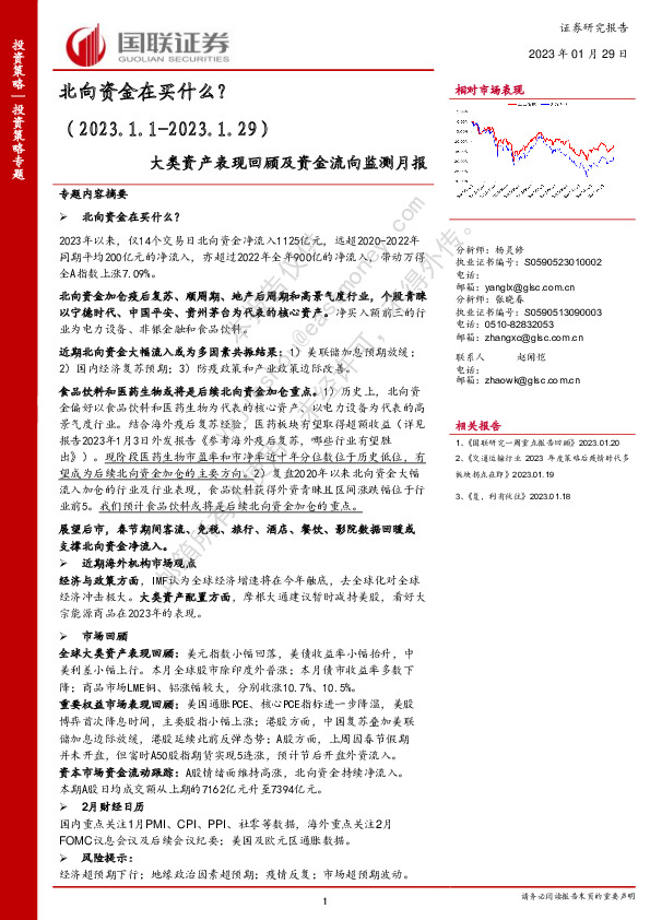 大类资产表现回顾及资金流向监测月报：北向资金在买什么？