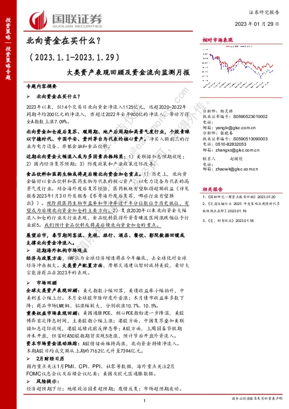 大类资产表现回顾及资金流向监测月报：北向资金在买什么？