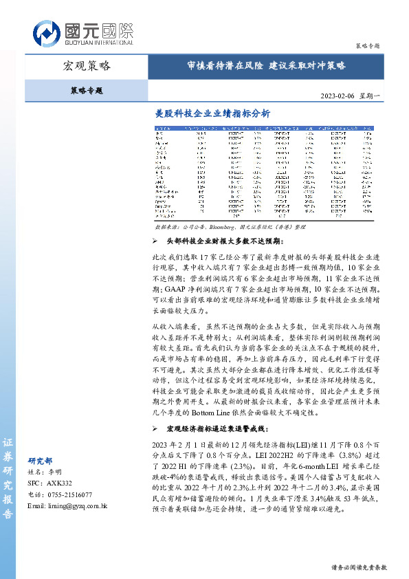 策略专题：审慎看待潜在风险 建议采取对冲策略