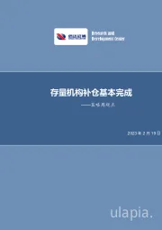策略周观点：存量机构补仓基本完成