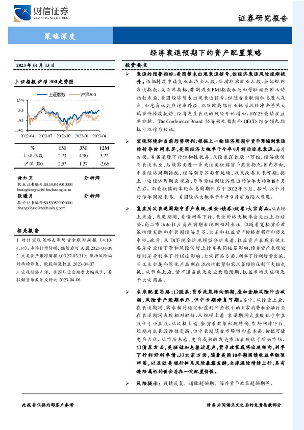 策略深度：经济衰退预期下的资产配置策略