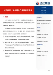 长江调研：湖北钢铁产业链调研报告