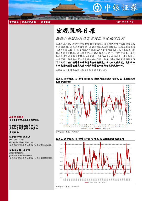 宏观策略日报：油价和美股的持续背离接近历史极值区间