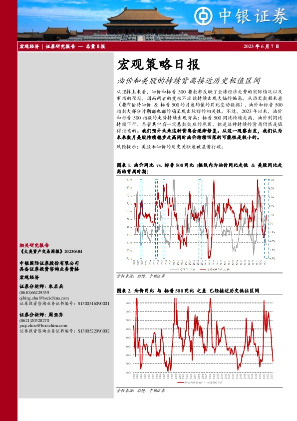 宏观策略日报：油价和美股的持续背离接近历史极值区间