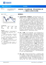 钢铁和大宗商品行业周报：宏观利好＋行业政策共振，黑色成材价格上涨