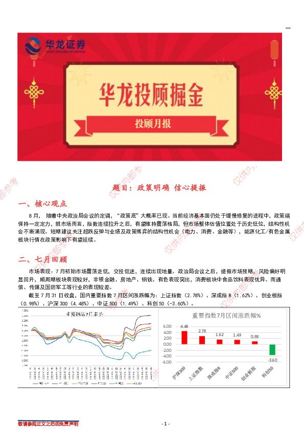 投顾月报：政策明确，信心提振