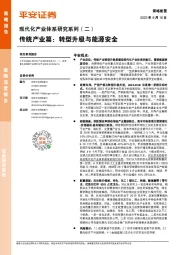 现代化产业体系研究系列（二）：传统产业篇：转型升级与能源安全