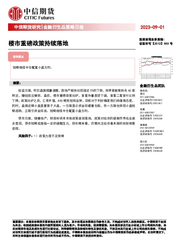 金融衍生品策略日报：楼市重磅政策持续落地