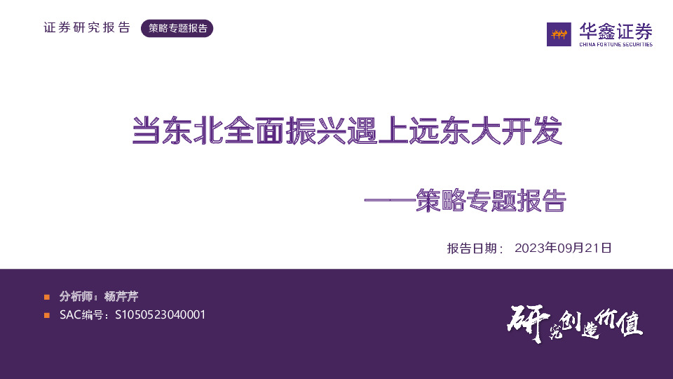 策略专题报告：当东北全面振兴遇上远东大开发