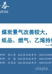 中观景气纵览第47期：汽车、煤炭景气改善较大，仔猪、纸品、燃气、乙烯持续改善