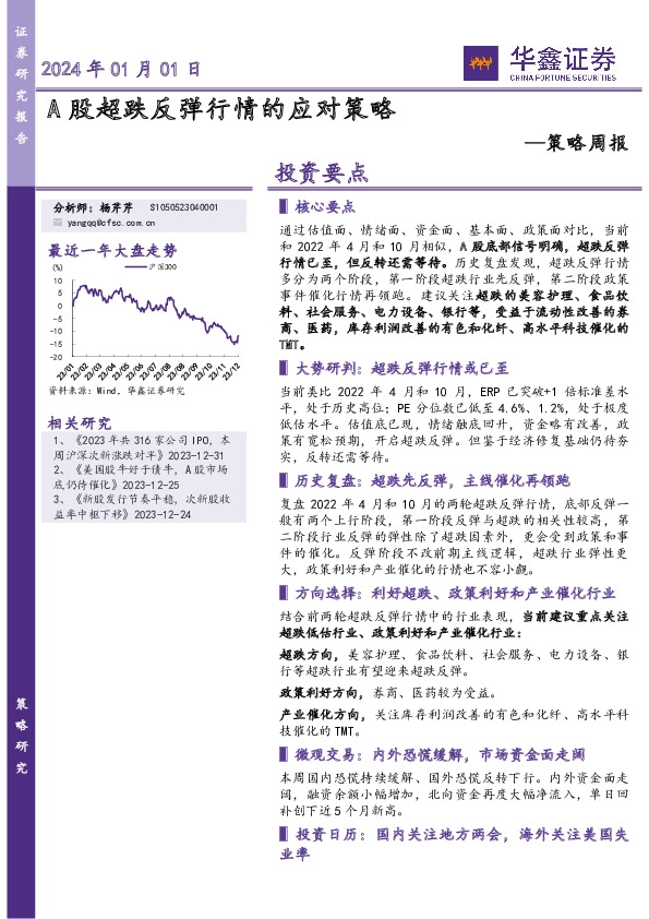 策略周报：A股超跌反弹行情的应对策略