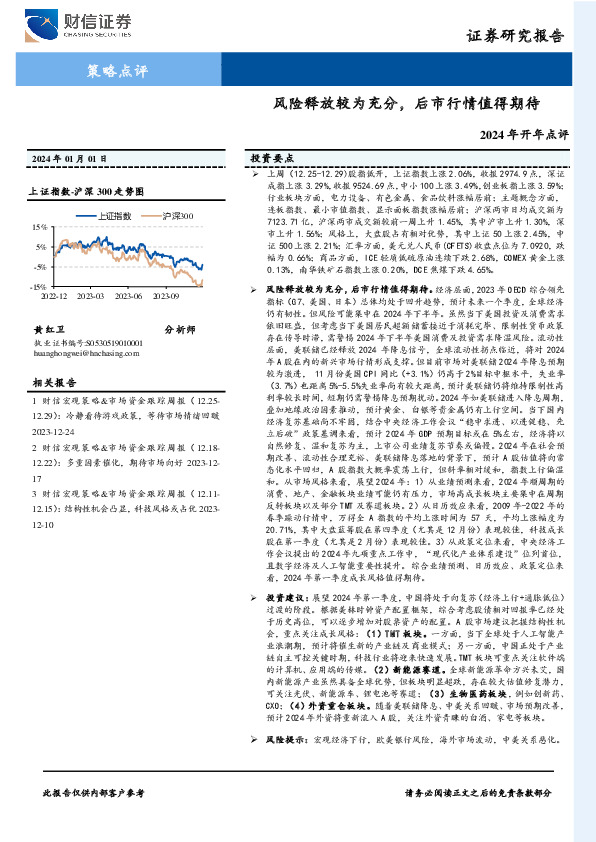 2024年开年点评：风险释放较为充分，后市行情值得期待