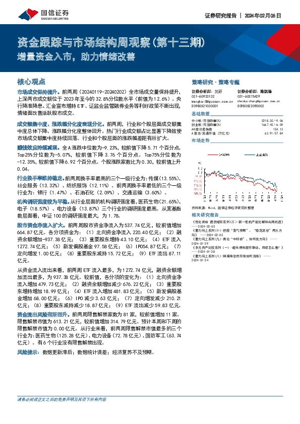 资金跟踪与市场结构周观察（第十三期）：增量资金入市，助力情绪改善