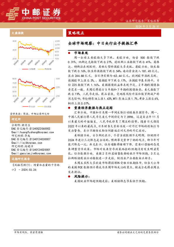 全球市场观察：中日央行出手提振汇率